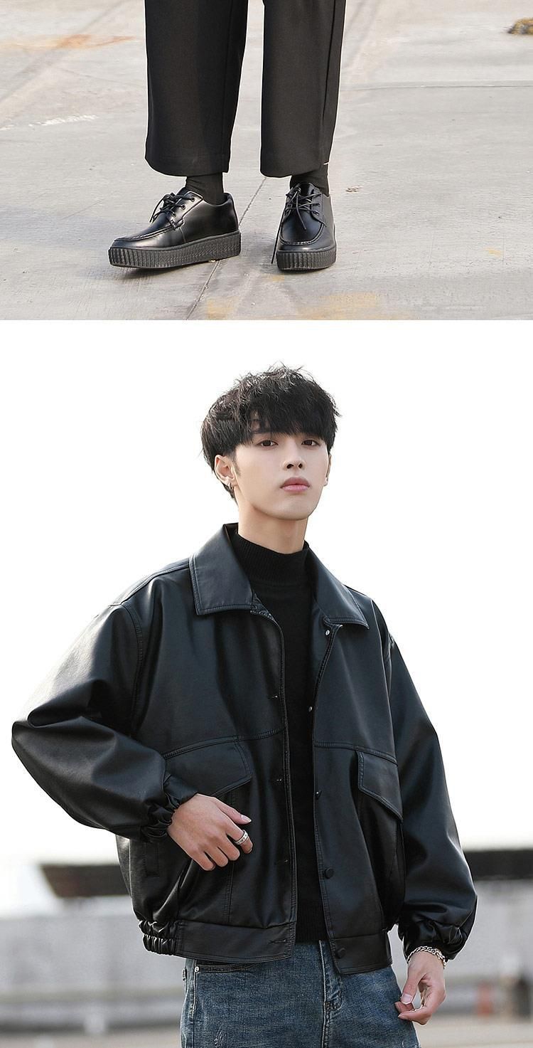 Korean Version Trendy Handsome Loose Leather Jacket Men's Locomotive Suit Pilot Leather Jacket Spring And Autumn New Student Jacket Trendy Brand_voghion.com