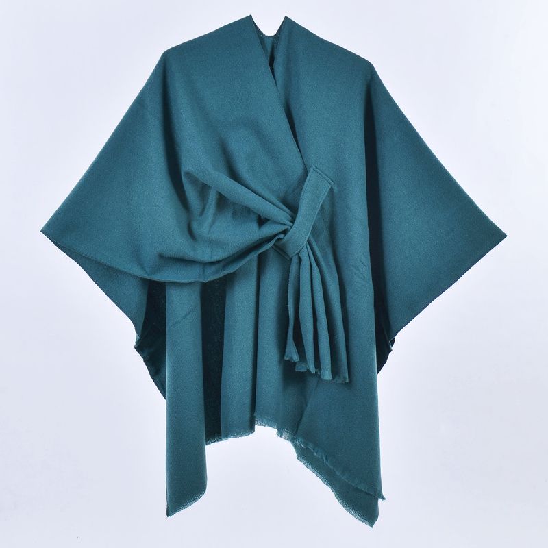 TIANXI Châle élégant pour femme, doux, ouvert sur le devant, poncho, cape pour automne et hiver, couleur unie, écharpe à pompons, châles, cape Bufanda XB0006_voghion.com