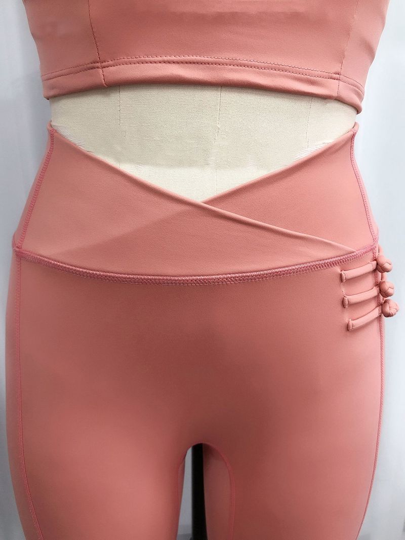 Backless Halter Neck Bowknot Sports Yoga Vest Brushed High Elastic Hip-Showing Fitness Training Pants Set_voghion.com