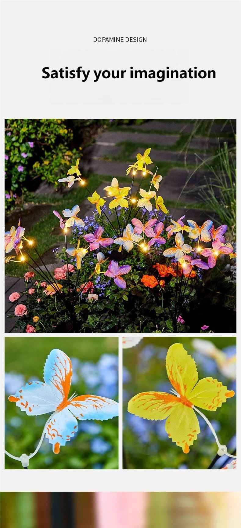 Luce solare a forma di farfalla, con spina da pavimento, simulazione di fiori, luce a farfalla, luce LED per esterni, impermeabile, da giardino e prato_voghion.com