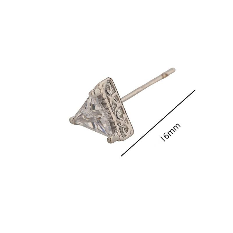 Triangle diamond earrings, sapphire zircon earrings, trendy and high-end, simple and versatile accessories_voghion.com