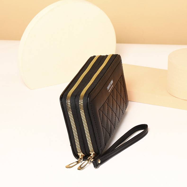 Women’s Long Wallet Clutch Phone Bag - Double Zipper Large Capacity Card Holder, Stylish Handheld Purse for Everyday Use_voghion.com