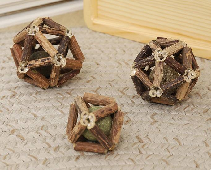 Juguetes para gatos, bolas de menta Mugianliao, limpieza y rechinamiento de dientes_voghion.com