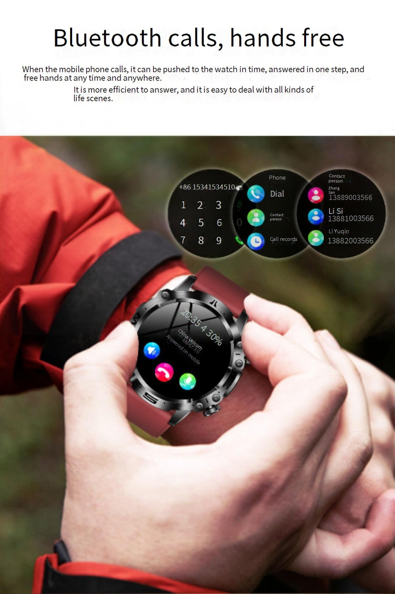 Montre intelligente ET482 Sports de plein air AMOLDE HD ECG Appel Bluetooth Glycémie non invasive_voghion.com