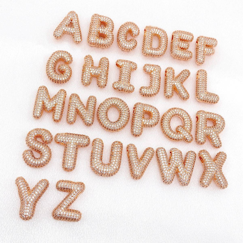 Zircon balloon letter copper pendant fashionable all purpose accessories with chain DIY jewelry_voghion.com
