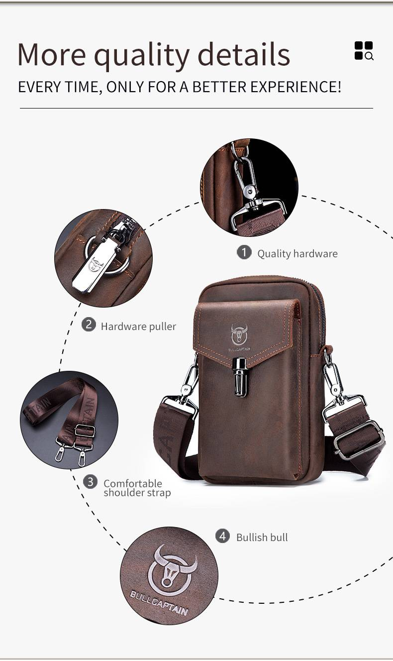 Captain Niu Lederwaren Retro Crazy Horse Leder Handy Gürteltasche Herren Echtleder Rindsleder Gürtel Umhängetasche Kleine Hängetasche_voghion.com