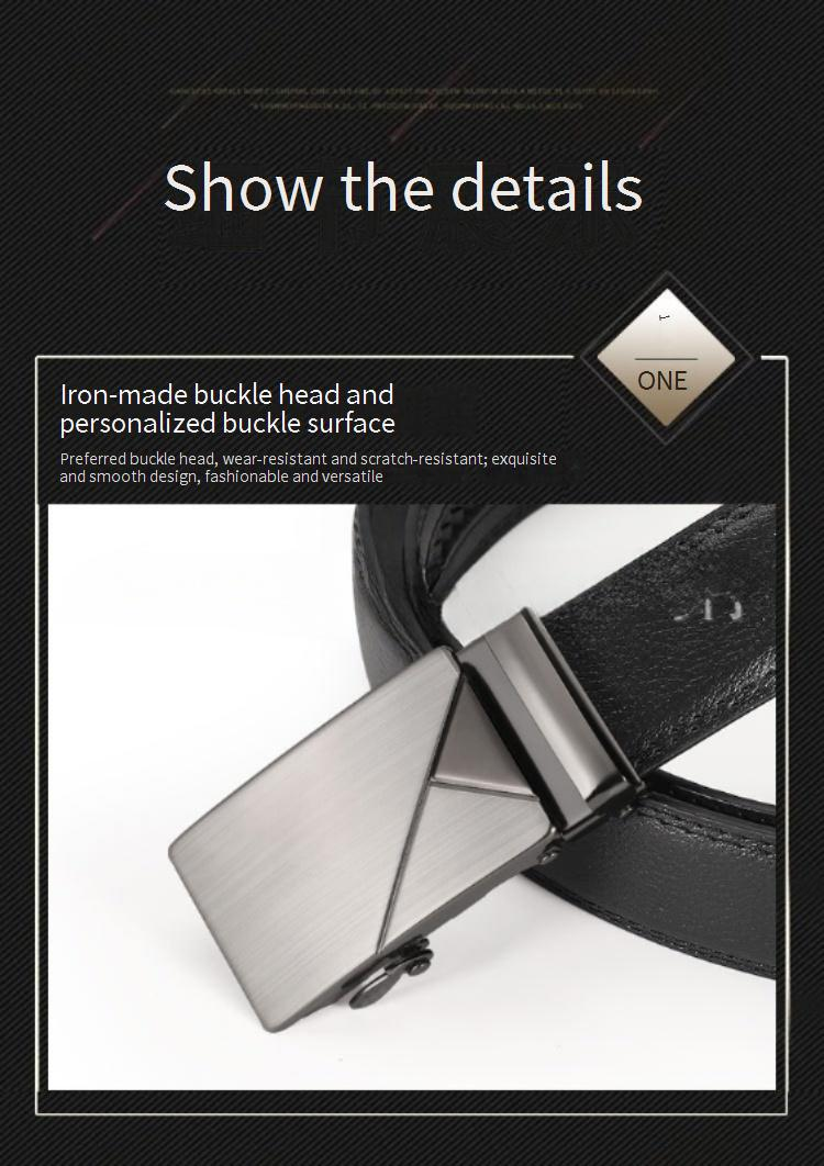 Men's Leather Belt Business Casual Double Line Automatic Buckle Belt Laser Iron Buckle Trouser Belt_voghion.com