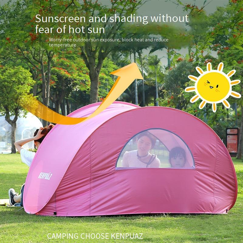 Tenda da spiaggia automatica a scomparsa UPF 50+, riparo dal sole per campeggio in famiglia, montaggio in 3 secondi, design antivento, 2 finestre di ventilazione._voghion.com