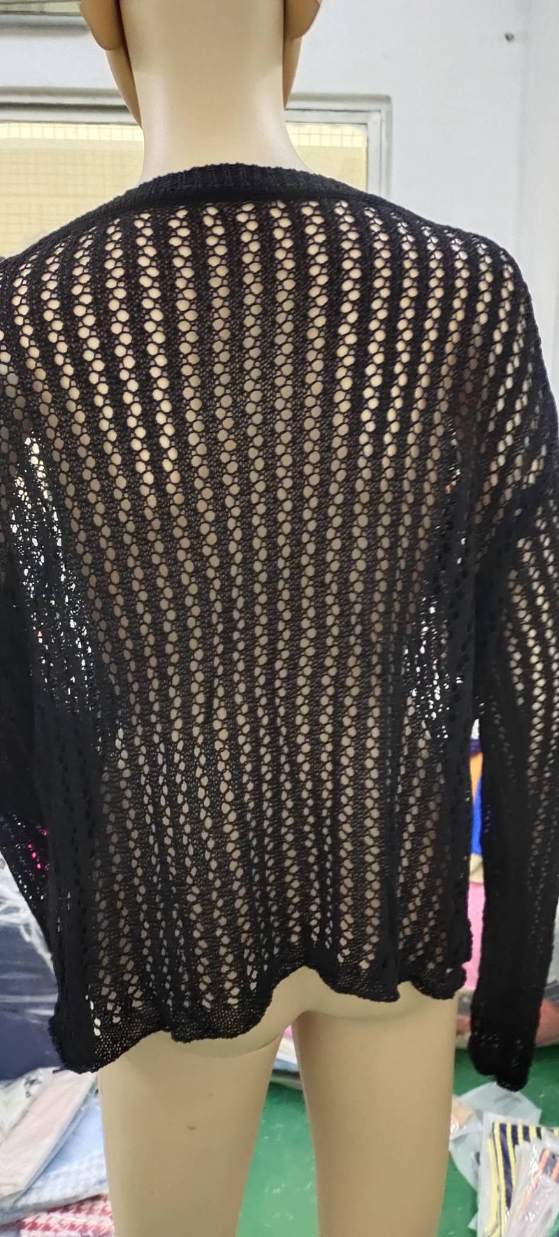 Casual Weiß Pullover Pullover Aushöhlen Fishnet Sommer Mode Lose Smock Langarm Y2k Löcher Hemd Frauen Harajuku_voghion.com