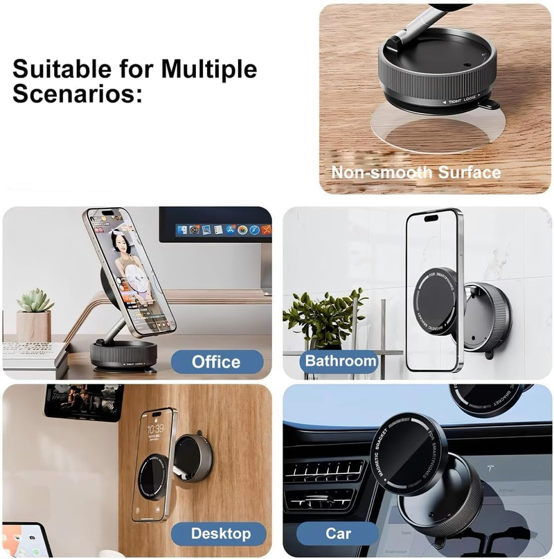 Vakumlu Telefon Tutucu, Araba İçin Vakumlu Manyetik Araç Telefon Tutucu Standı, Vakumlu Manyetik Cep Telefonu Tutucu Standı Vakumlu, Katlanabilir 360° Ayarlanabilir_voghion.com