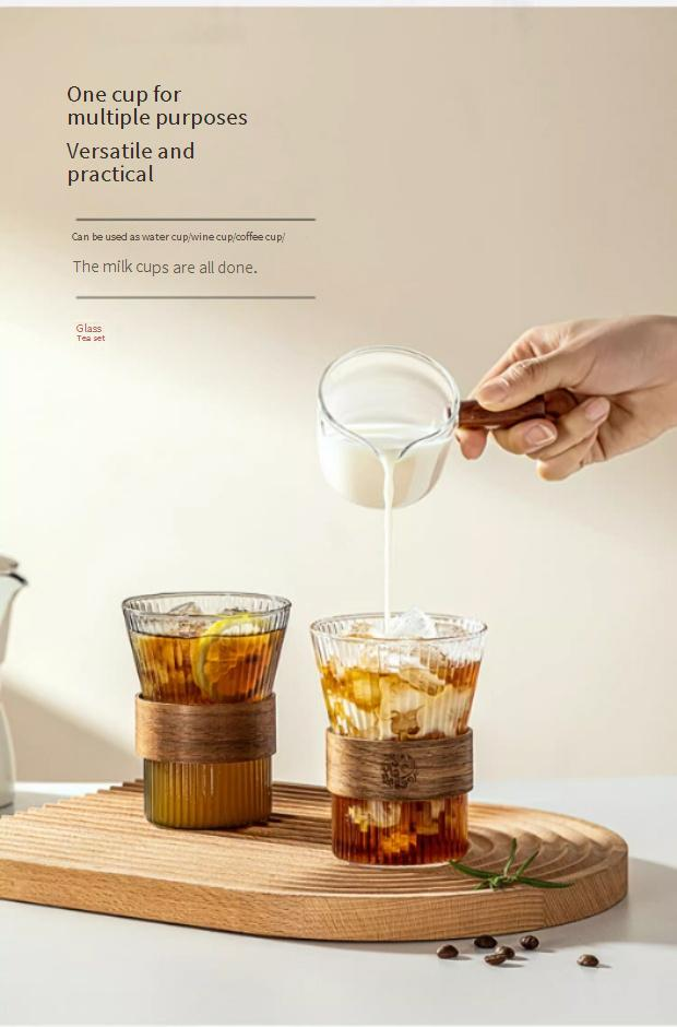 Glasbecher mit vertikalen Streifen – hitzebeständiges, elegantes Design für Eiskaffee und kalte Getränke, perfektes Geschenk und für den Heimgebrauch_voghion.com