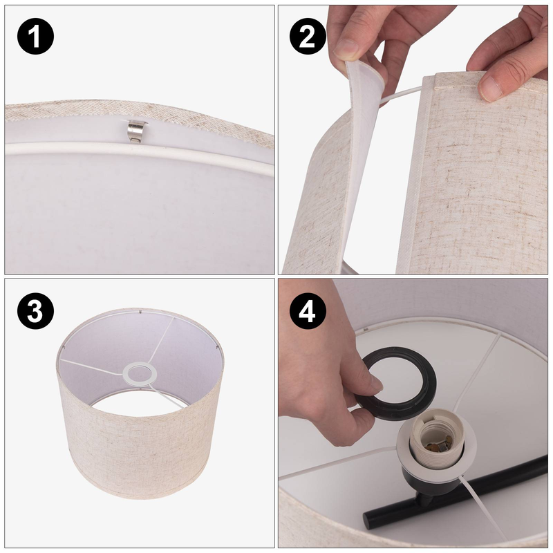 HonoDing Drum Lamp Shades Set Of 2, Beige Linen Lampshade Replacement 11" Top X 11" Bottom X 8.85" High, Easy To Aassemble_voghion.com