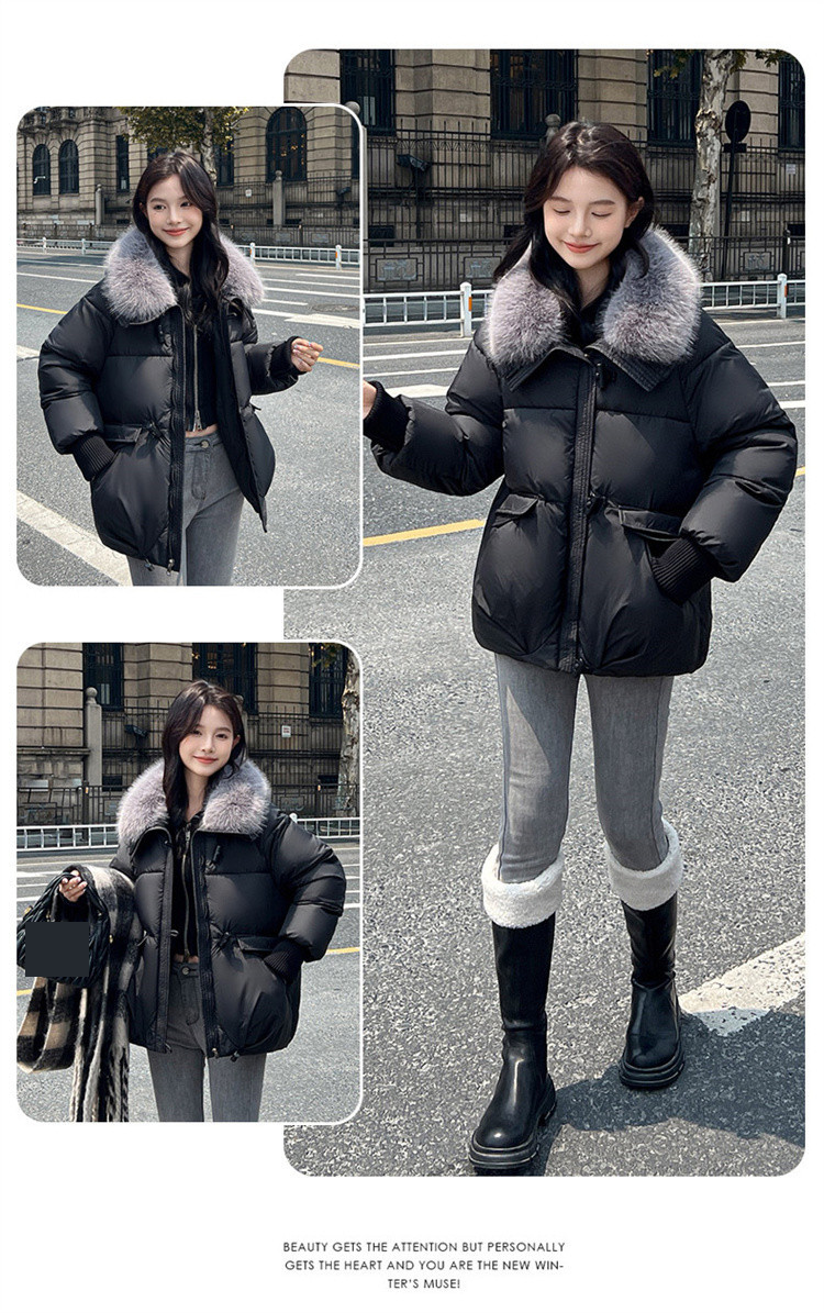 Damen Kurze Pufferjacke Winter Modischer Steppmantel Mit Kunstpelzkragen Für Kleine Größen_voghion.com