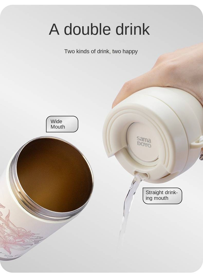 Samadoyo Hochwertiger Edelstahl-Vakuumbecher mit Titan-Silber-Innenfutter, Becher für unterwegs, tragbarer Kaffeebecher im neuen Design_voghion.com