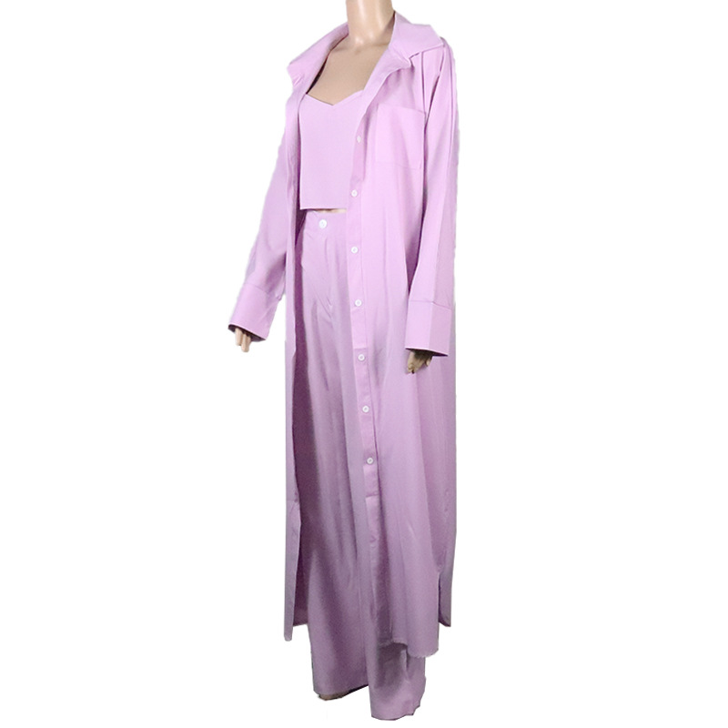 Women's three-piece suit spring and autumn casual windbreaker jacket top wide-leg pants _voghion.com