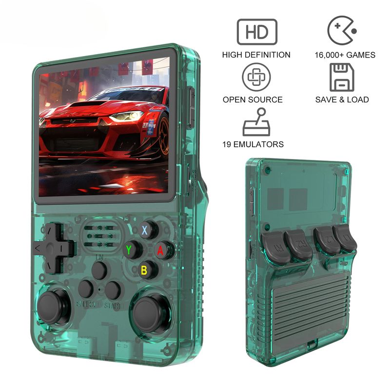 R36S Handheld-Spielkonsole 3,5-Zoll-IPS-Bildschirm (640 x 480) Eingebauter 64-GB-Speicher Klassische Spiele Tragbare Handheld-Spielkonsole_voghion.com