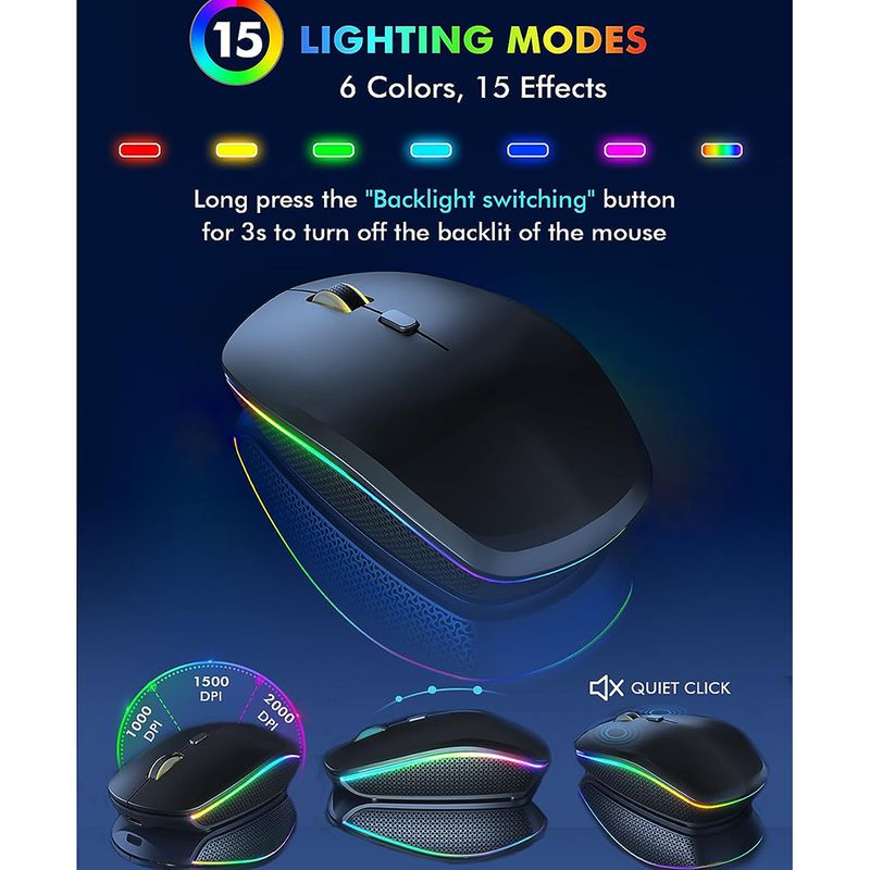 Wireless Keyboard And Mouse Combo RGB Backlit, Rechargeable Light Up Letters, Full-Size, Ergonomic, Sleep Mode, 2.4GHz_voghion.com