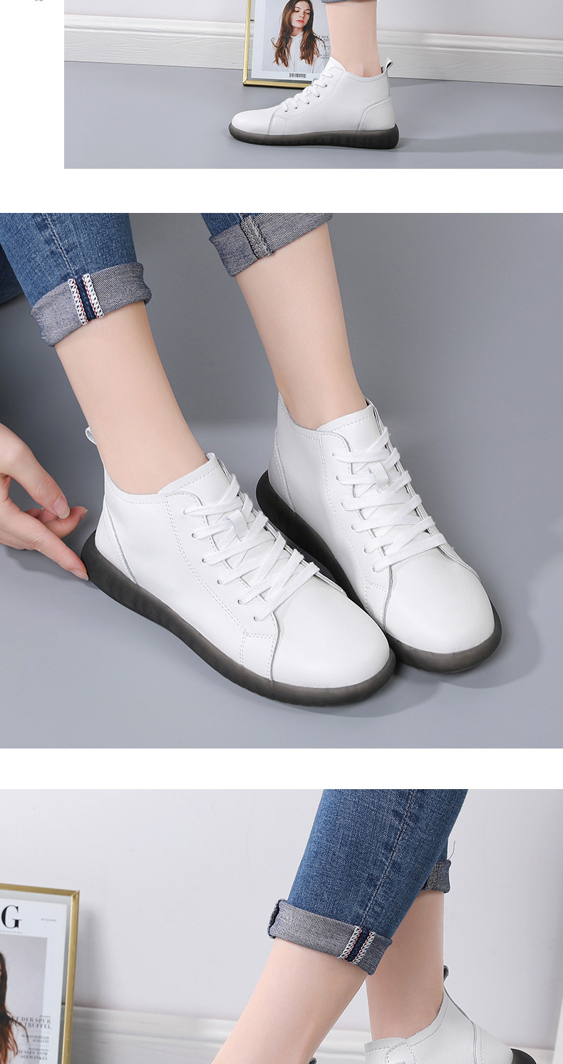 Herbst und Winter Neue koreanische kurze Single-Board-Schuhe für Damen mit mittelhohem Schaft und flachem Absatz, Martin-Stiefel mit Schnürung_voghion.com