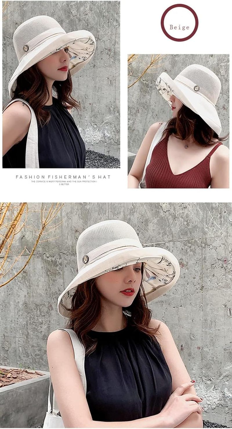 Chapeau de soleil d'été en maille pour femmes, protection UV, large bord, pliable, pour la plage_voghion.com