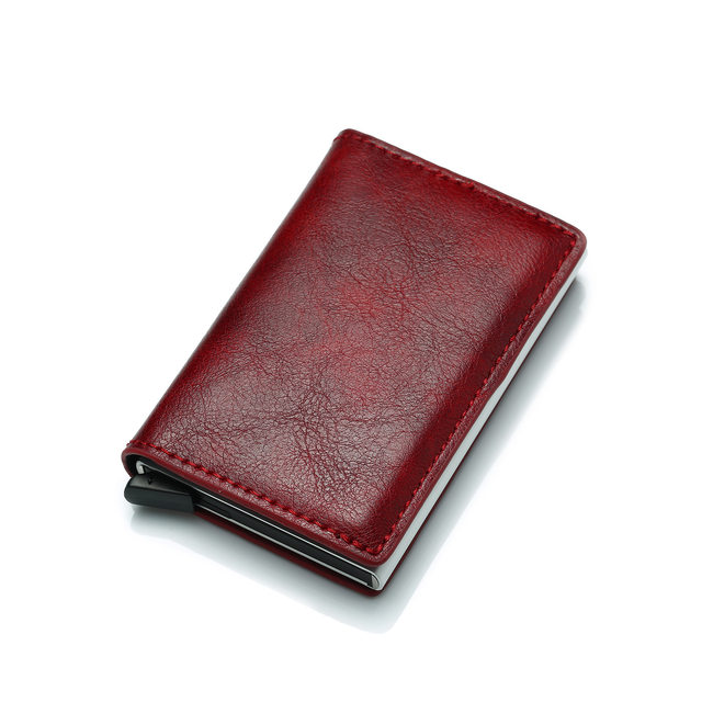 Nuevo Mini tarjetero para hombre, billeteras de fibra de carbono Rfid de cuero negro, Mini billetera delgada, monedero pequeño, monederos para hombre_voghion.com
