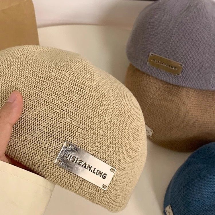 Berretto nero in stile coreano per donna, primavera ed estate, tessuto traspirante, reversibile, berretto sottile in avanti, testa grande_voghion.com