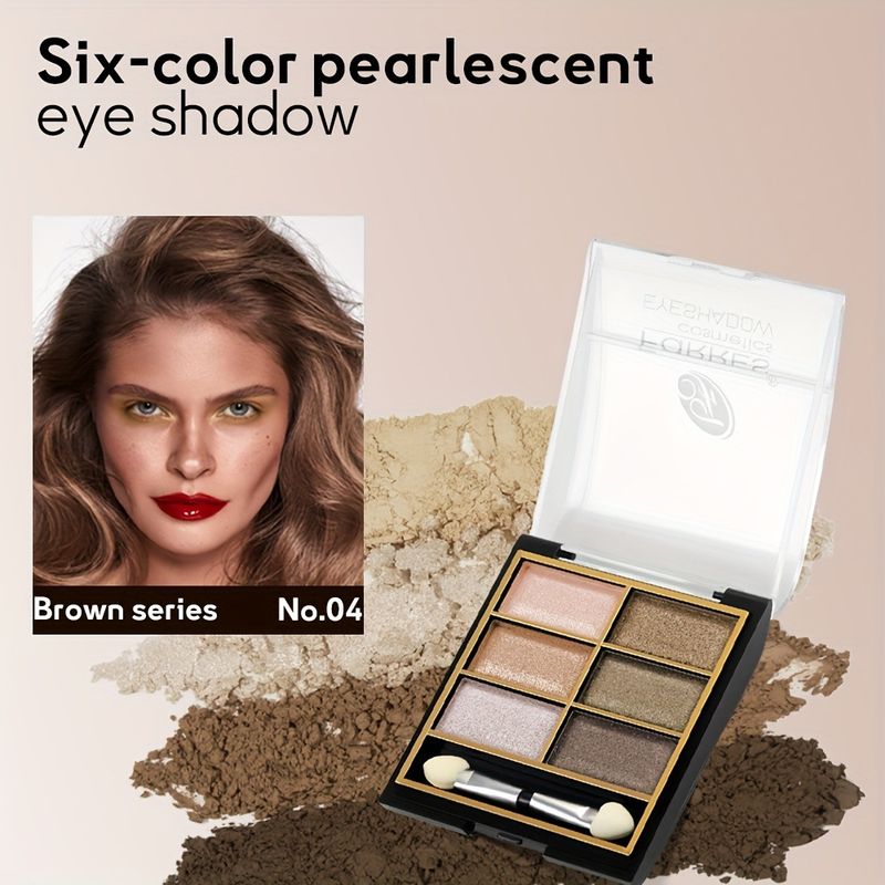 6-Color Pearlescent Eyeshadow Palette Pearl Shimmer, Eye Brightening - Easy To Match & Blend, Natural Finish For Daily/Stage/Evening Makeup_voghion.com