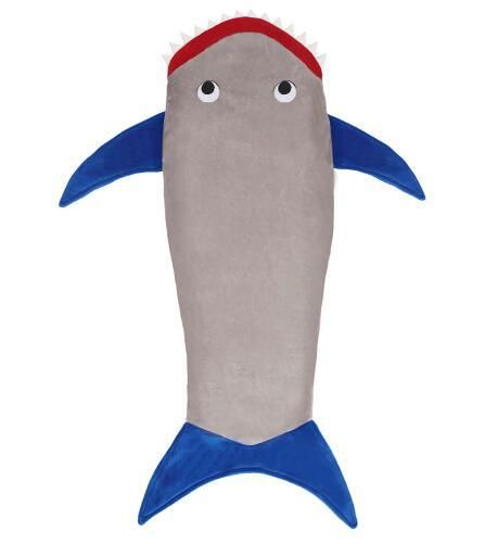 Saco de dormir con dibujos de sirena y tiburón, a prueba de patadas, para niños, de franela, con aire acondicionado, para adultos_voghion.com