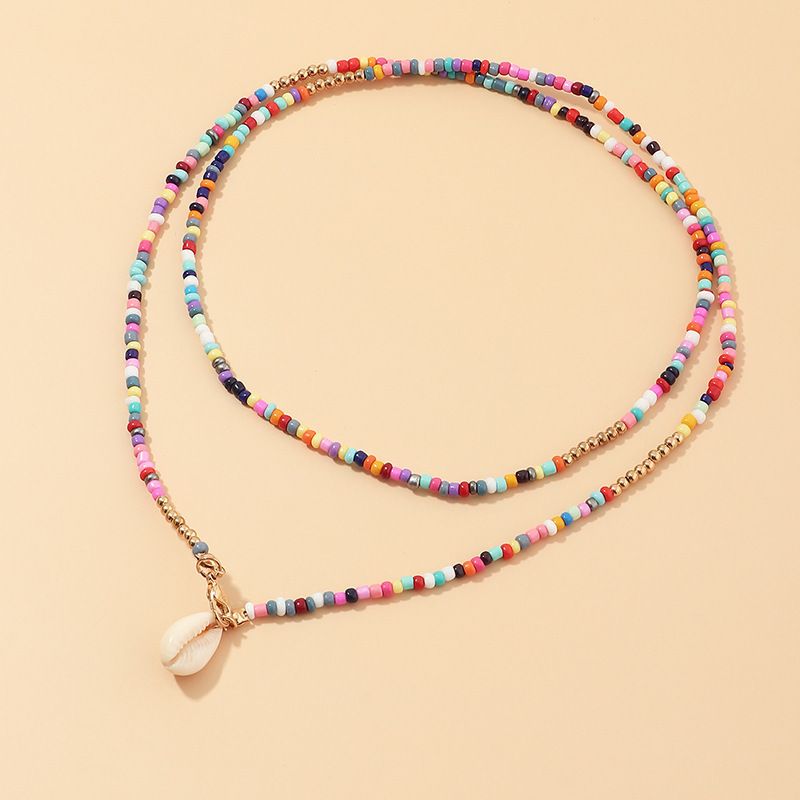 Bohemian Shell legering glasplätering kvinnors hänge halsband_voghion.com