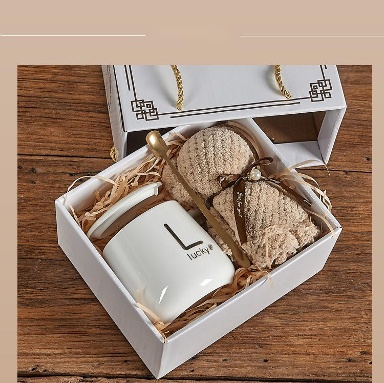 Set di tazze d'acqua in ceramica con coperchio apribile, confezione regalo, alta estetica_voghion.com
