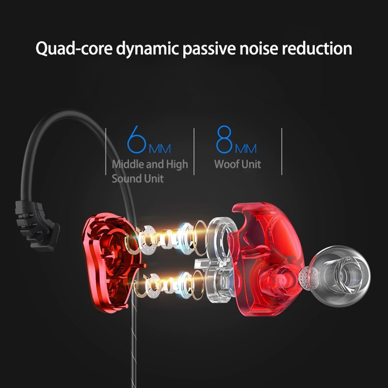 Z802 4-core Dual Moving Coil HiFi in-ear bedrade oortelefoon Sport-bas-headset_voghion.com