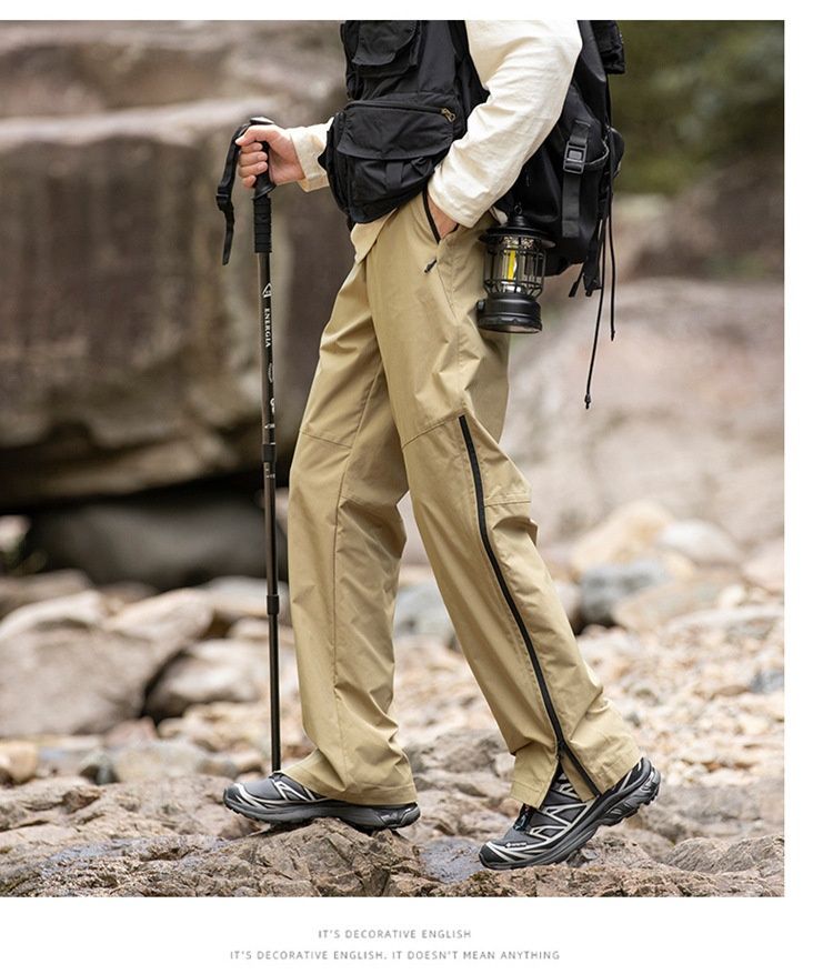 001 Spring And Autumn Outdoor Waterproof Hiking Men, Functional Zipper Straight-Leg Cargo Casual Pants For Men_voghion.com