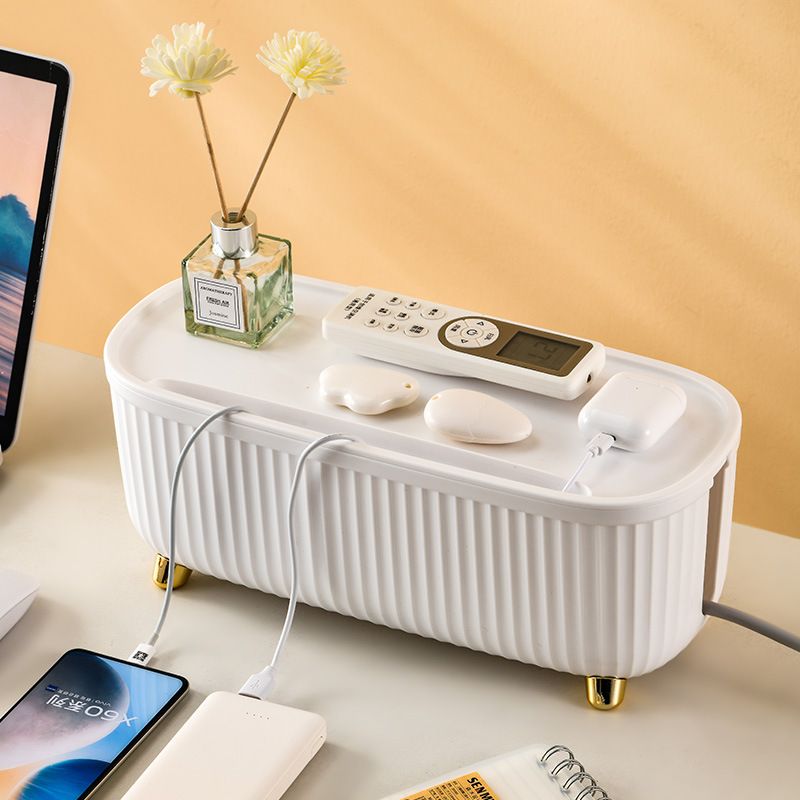 Gestreepte draad kabel opbergdoos organizer doos stopcontact stekker draadloze wifi router bord beugel voor huishouden slaapkamer woondecoratie_voghion.com