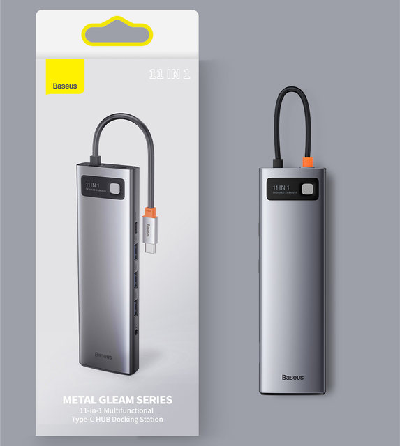 Baseus USB C HUB vers HDMI VGA USB 3.0 Adaptateur 9/11 en 1 USB Type C HUB Dock pour MacBook Pro Air PD RJ45 Lecteur de carte SD_voghion.com