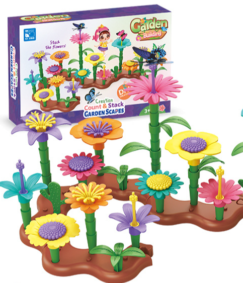 Conjunto de blocos de construção de jardim mundial em constante mudança para crianças, arranjo de flores inteligente diy, montagem de brinquedos de flores para meninas_voghion.com
