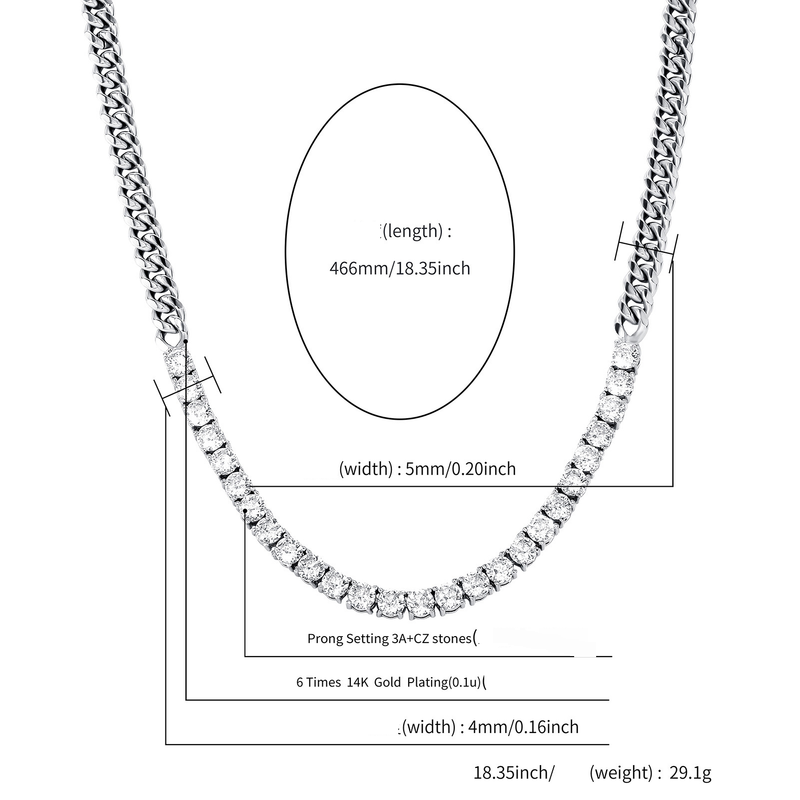 Âncoras masculinas e femininas e celebridades da Internet usam colar de pulseira de zircônia com preservação de cor em estilo simples, corrente cubana punk_voghion.com