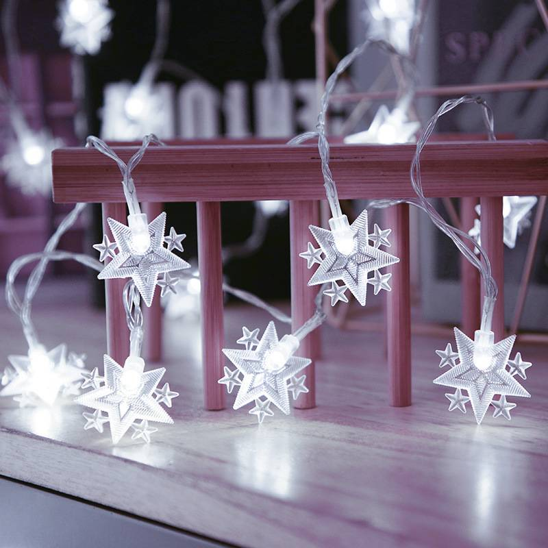 Cordão de Luzes LED em Forma de Estrela – Luzes Decorativas de 5 Pontas (3-10 m, 20 LEDs, Mudança de Cor, Fio de Cobre com Revestimento em PVC IP43, Interruptor de Alavanca)_voghion.com