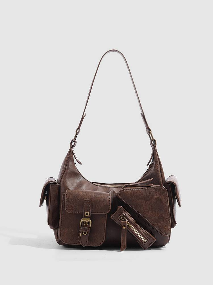 Women's Bags Large Capacity Underarm Shoulder Bag Women's Bag New Version Ins Style Trendy Multi Pocket Tote Bag Motorcycle Bag_voghion.com
