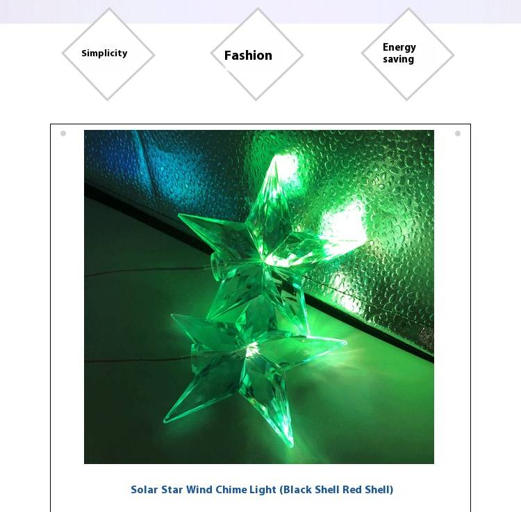 Solar-Powered Blue Star Wind Chime Light - Waterproof Outdoor Garden Decor With Color Changing LED For Patio, Yard, And Park_voghion.com