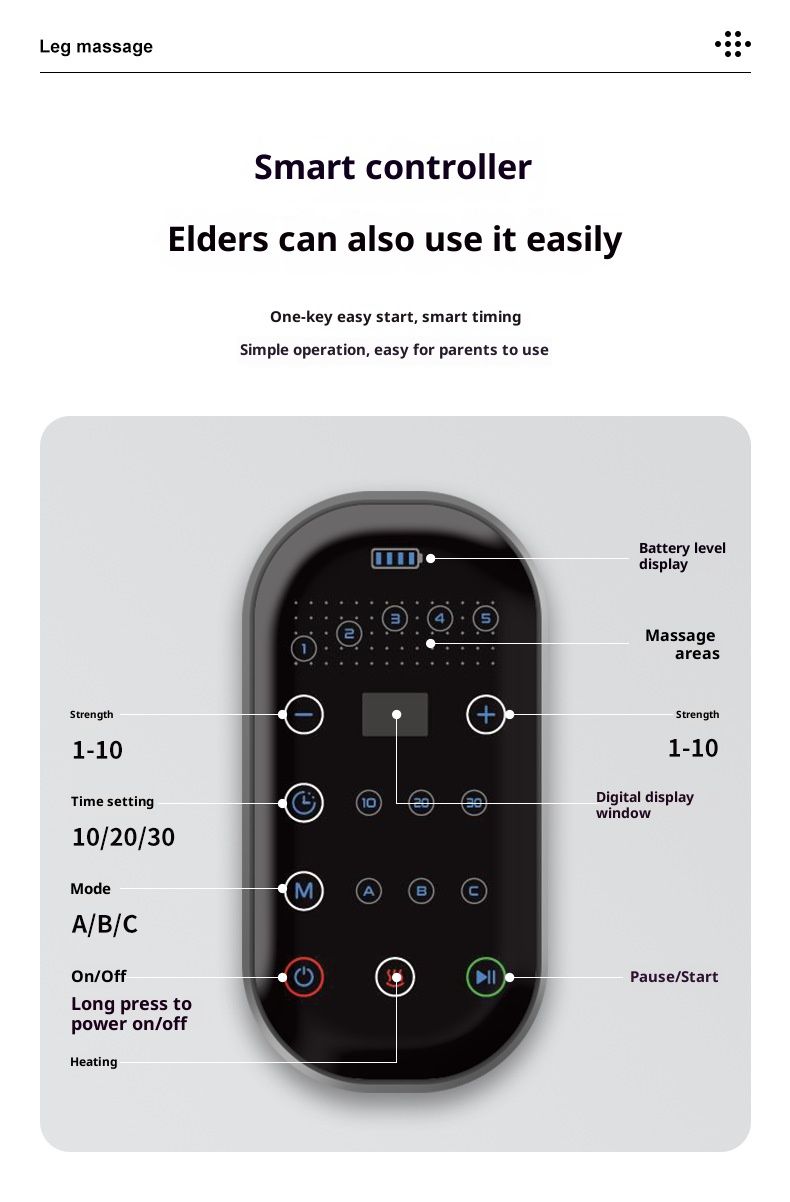 Wireless Air Compression Leg Massager With Heating & 5 Modes For Foot & Calf Pain Relief - Rechargeable & Portable_voghion.com