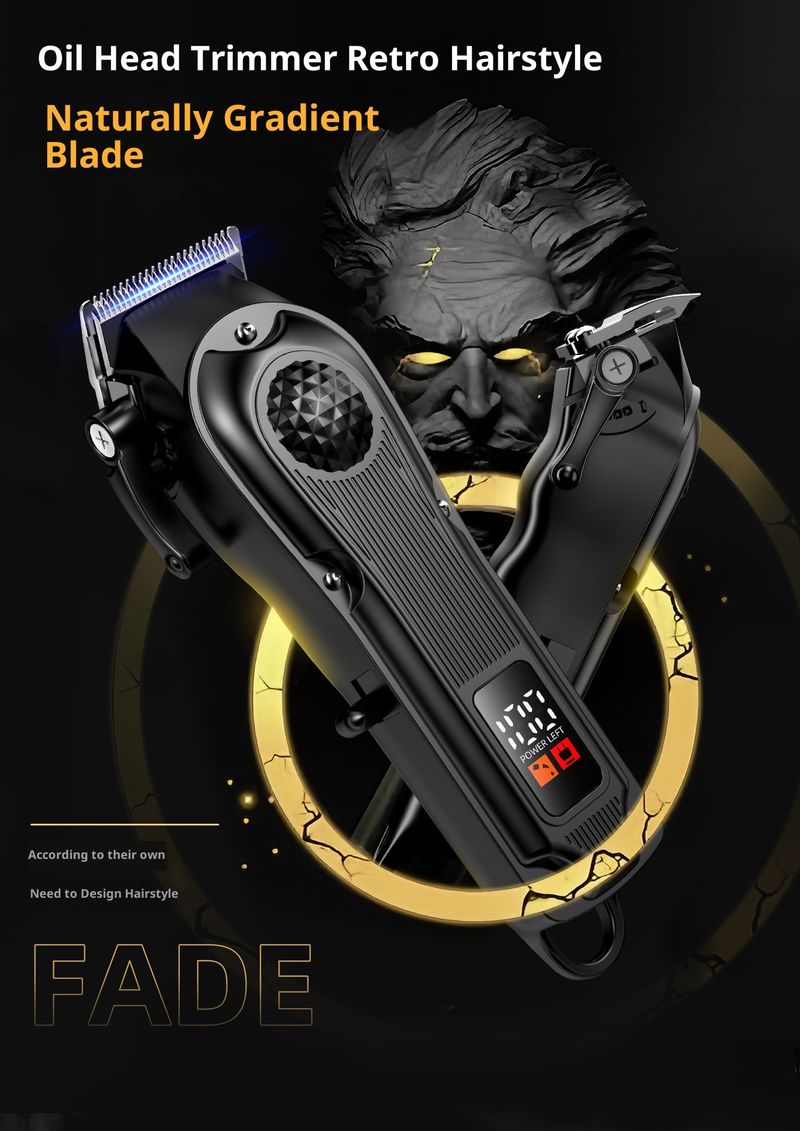 Professioneller Haarschneider – USB-wiederaufladbarer, kabelloser Trimmer mit Digitalanzeige, selbstschärfenden Edelstahlklingen und abnehmbarem, waschbarem Scherkopf_voghion.com