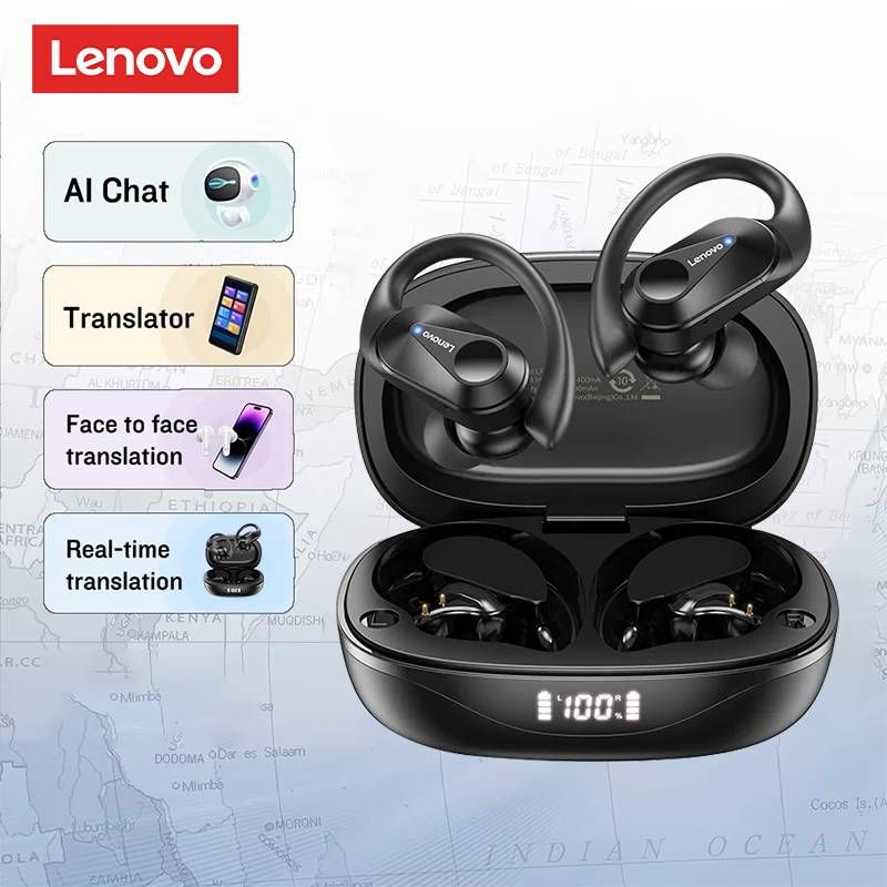 Lenovo LP75 AI TWS Bluetooth V5.3 Ohrhörer mit IPX5-Wasserschutzklasse, Digitalanzeige, Geräuschunterdrückung und KI-Echtzeitübersetzung_voghion.com