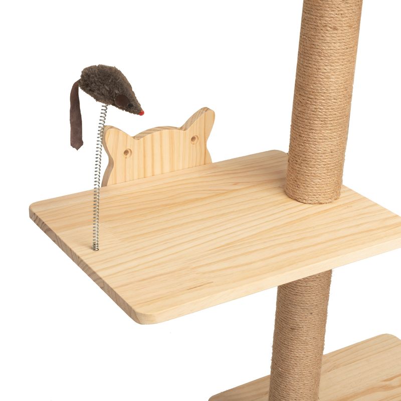 Wall-Mounted Cat Scratching Pad for Small to Large Cat, Indoor Wood Cat Tree with Hammock, Cat Scratcher Perch_voghion.com