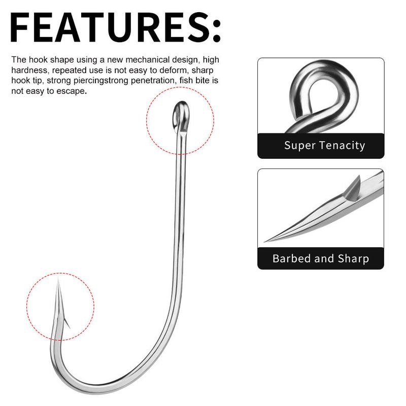 Stainless Steel Lure Soft Sea Fishing Seahorse Tube Long Handle With Ring Live Bait Single Hook 20pcs/box_voghion.com