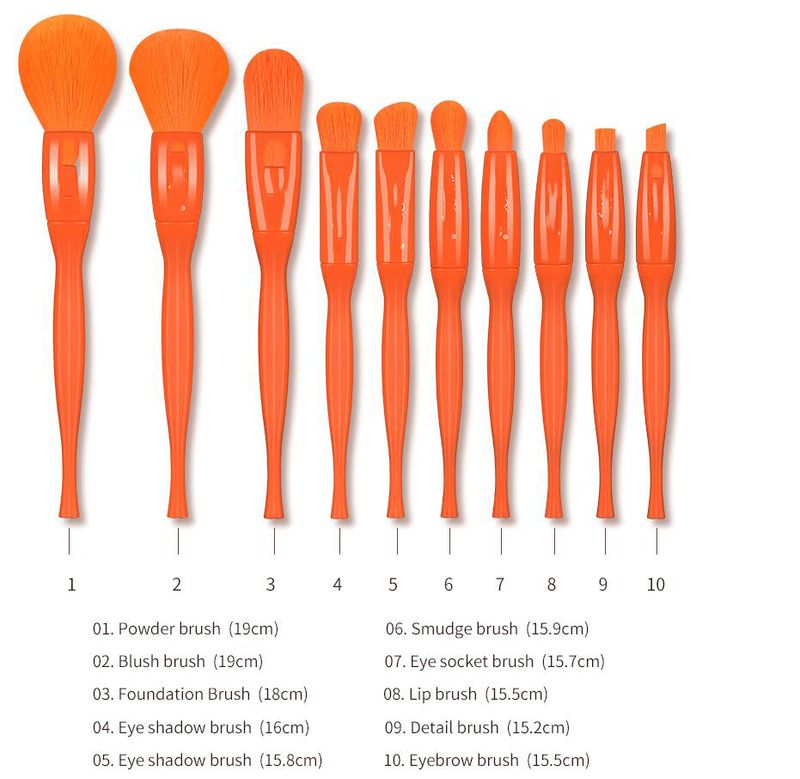 Ensemble de 10 pinceaux de maquillage de couleur bonbon 2021 Nouveau kit d'outils de maquillage pour fond de teint en poudre, sourcils, fard à paupières, blush, ensemble de pinceaux pour fond de teint_voghion.com