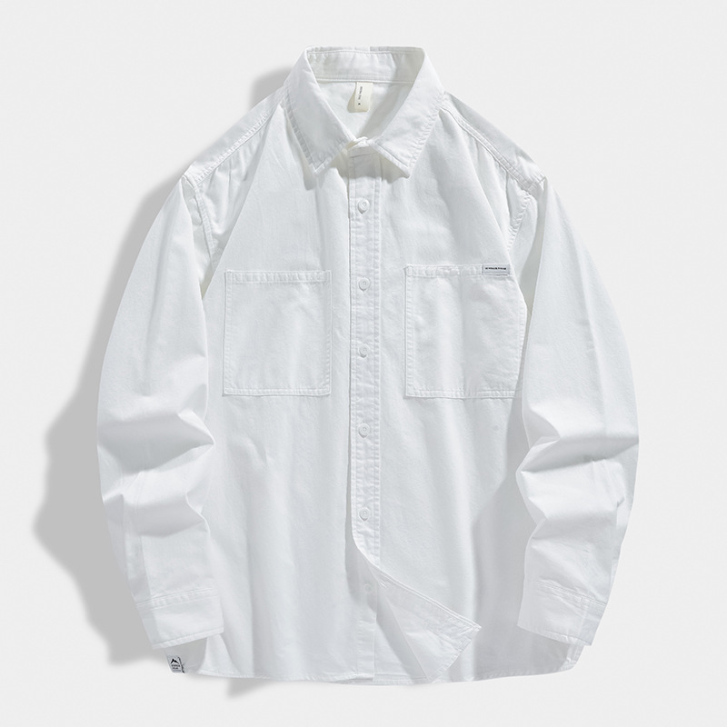 Camisa de manga comprida minimalista para trabalho masculina, nova jaqueta versátil para jovens na primavera_voghion.com