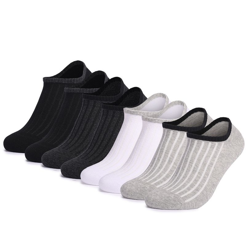 Men's socks casual cotton black white gray solid color breathable invisible cotton socks_voghion.com