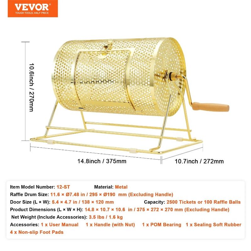 Ping Holds Wooden Pong 11.6 Drum With Raffle Ø7.48 Lottery Or Tickets 2500 Balls Metal Drawing Turning I 100 Spinning Handle X_voghion.com