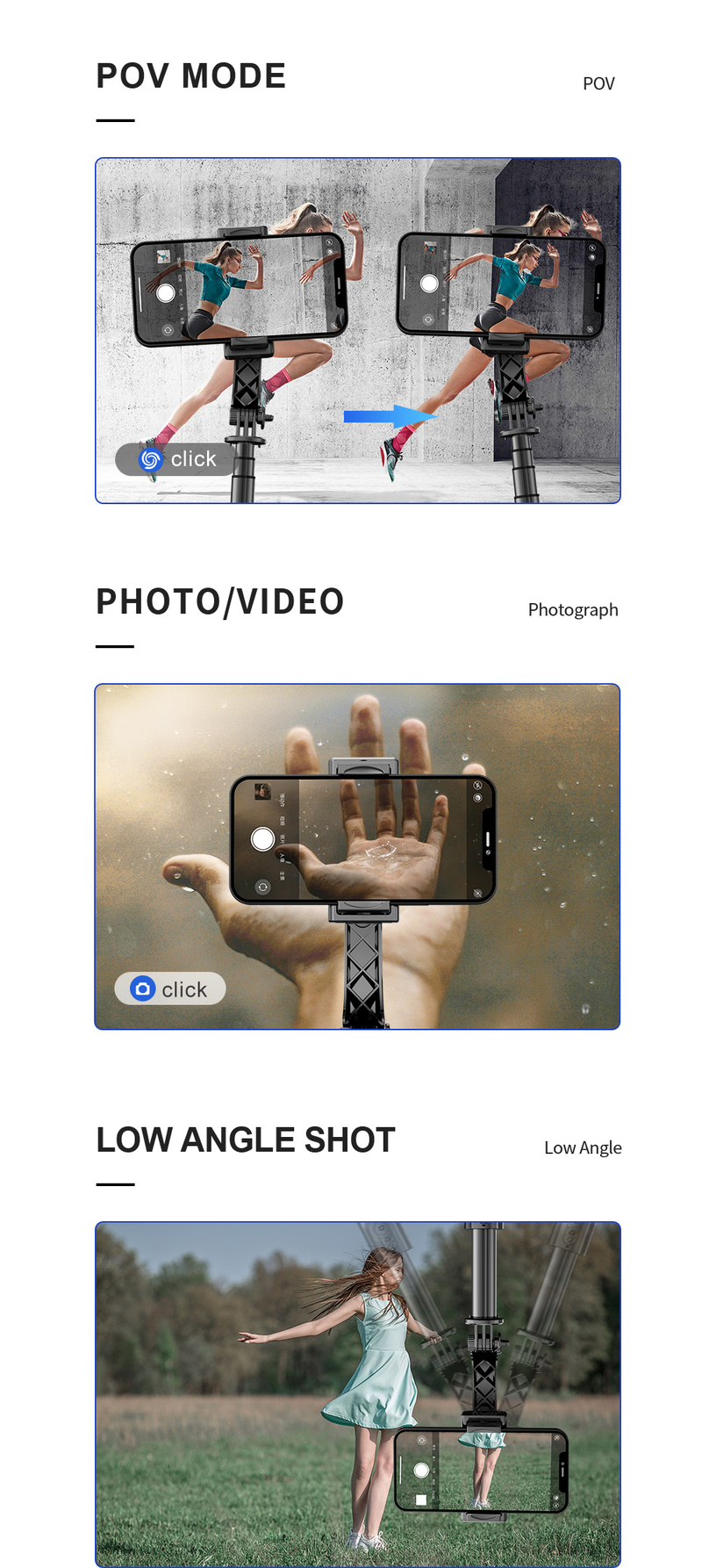 Smartphone-Universalgelenkstabilisator mit Fernbedienung, erweiterbares Selfie-Stick-Stativ aus Aluminium, für autom_voghion.com