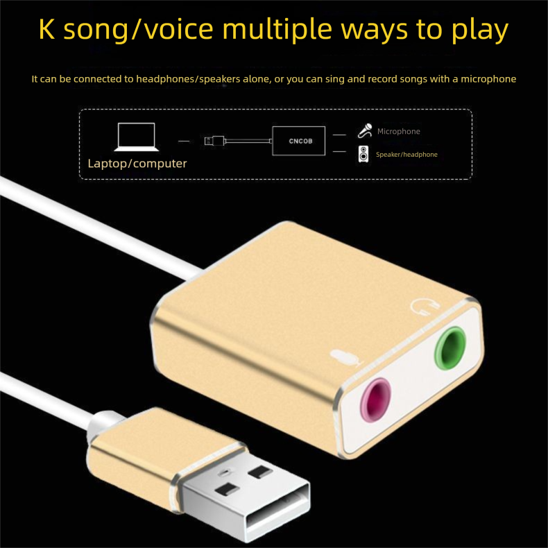 USB External Sound Card Desktop Laptop Computer Connection 3.5mm Audio Converter Driver-Free Voice_voghion.com