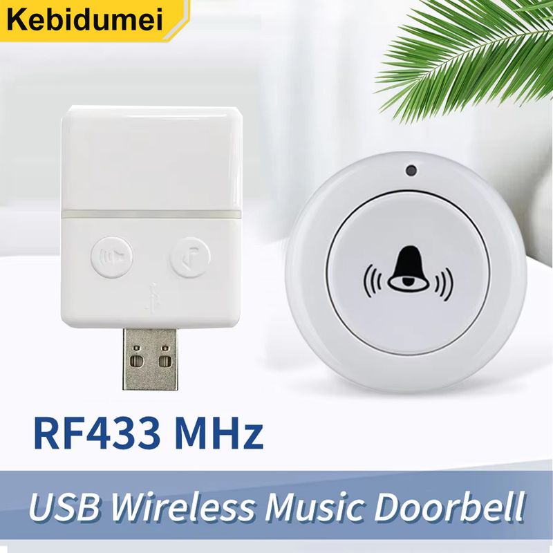 Campanello wireless RF 433 MHz, chiamate di benvenuto a casa, 150 m, 30 brani, ricevitore di allarme di sicurezza con pulsante remoto_voghion.com